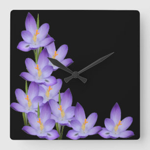 Lavendel-Blumen-Wand-Uhr Quadratische Wanduhr