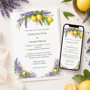 Lavendel Blumen Zitronen Hochzeit Einladung