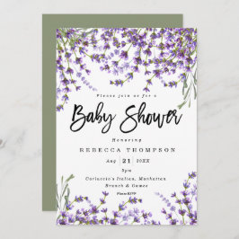 Lavendel Blumenboho moderne Babyparty Einladung