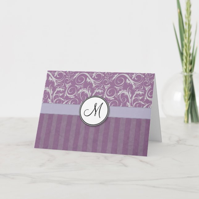 Lavendel-BlumenBündel u. Streifen mit Monogramm (Vorderseite)