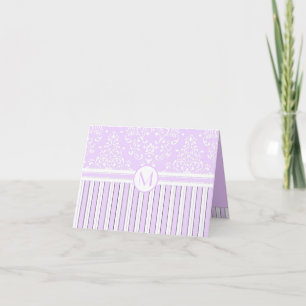 Lavendel Blumendamast und Streifen-Monogramm