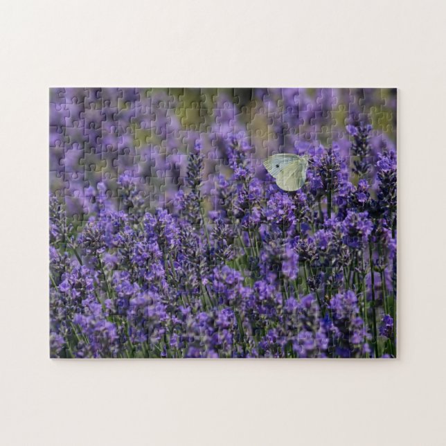 Lavendel-Blumenfeld mit Schmetterling Puzzle (Horizontal)