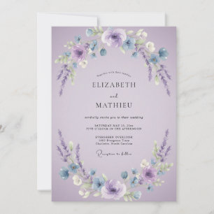 Lavendel-Blumenkranz-Hochzeit Einladung