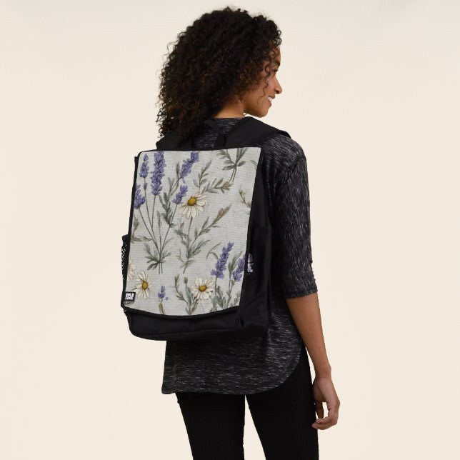 Lavendel Blumenmuster Rucksack (Ausgewaschen)