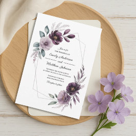 Lavendel-Blumenrahmen-Hochzeits-Einladung Einladung