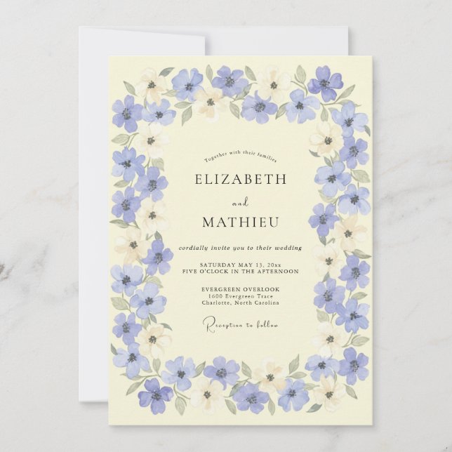 Lavendel-Blumenwiese-Hochzeit Einladung (Vorderseite)