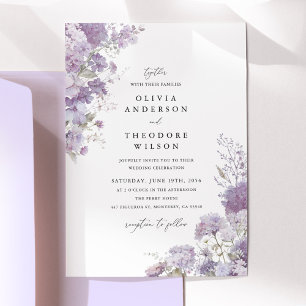 Lavendel Blumige Elegante Hochzeit Einladung
