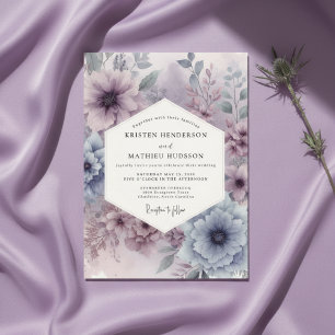 Lavendel Blumige Stimmungsvolle Hochzeit Einladung
