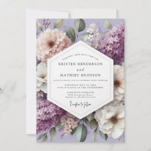 Lavendel Blumige Whimsy-Hochzeit Einladung