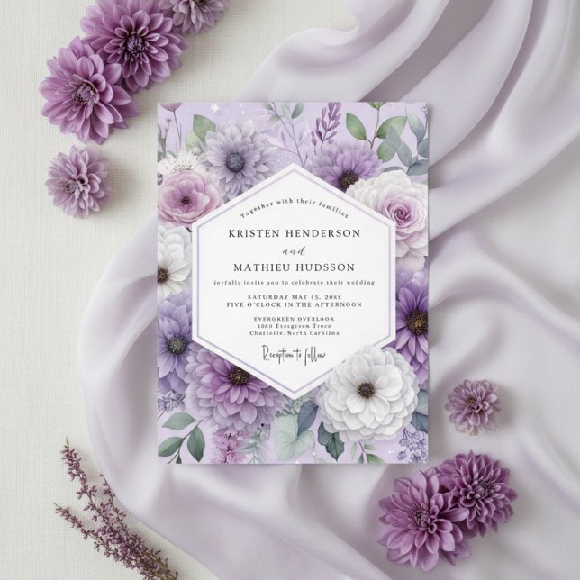 Lavendel Blumige Whimsy-Hochzeit Einladung (Von Creator hochgeladen)