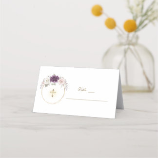Lavendel Blush Blume Gold Taufe Tischnummer Platzkarte