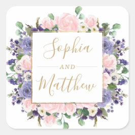 Lavendel Blush Lila Bläsergoldfarben Gastgeschenk Quadratischer Aufkleber