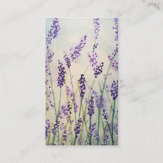 Lavendel-Blüten-Aquarell-Visitenkarte-Entwurf Visitenkarte (Vorderseite)