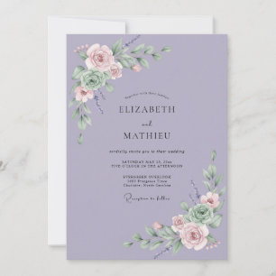 Lavendel-Blüten-Girlande Hochzeit Einladung