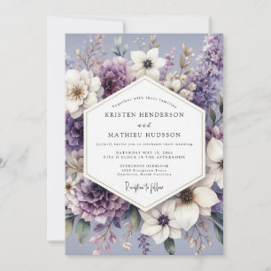 Lavendel-Blüten-Hochzeit im Zwielicht Einladung