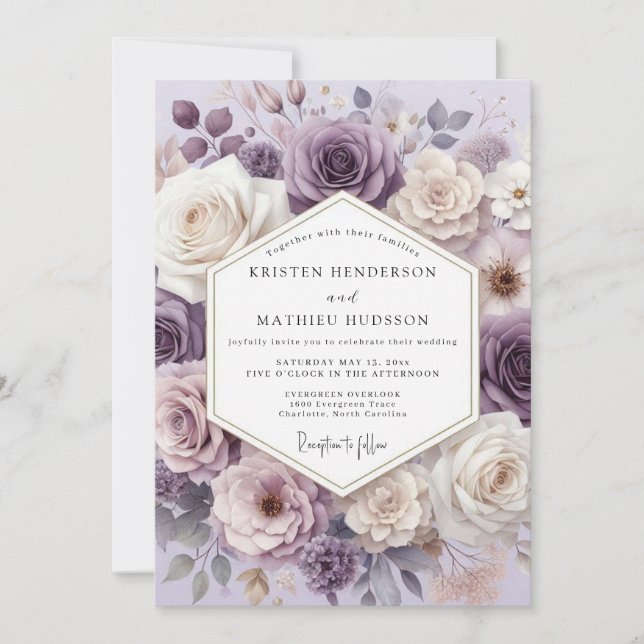 Lavendel-Blütenhochzeit Einladung (Vorderseite)