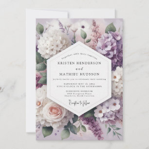 Lavendel-Blütenromanze-Hochzeit Einladung