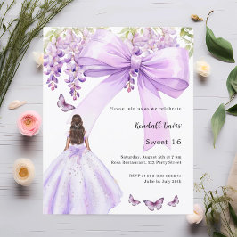 Lavendel Bogen Blumenkleid Sweet 16 Einladung