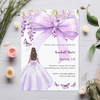 Lavendel Bogen Blumenkleid Sweet 16 Einladung