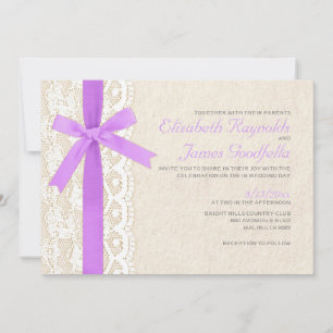 Lavendel-Bogen-u. Spitze-Hochzeits-Einladungen Einladung