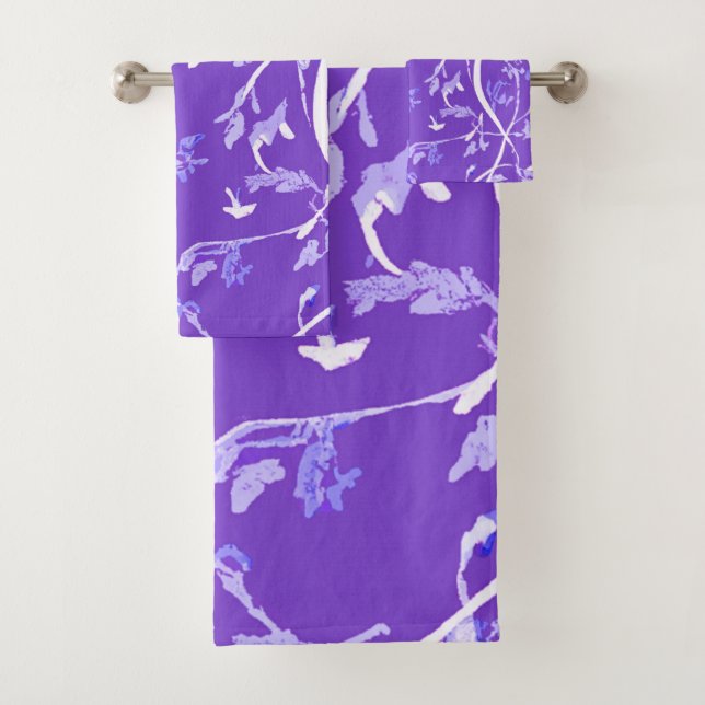 Lavendel Boho Chic Blätter Badhandtuch Set (Insitu)