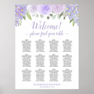 Lavendel Boho Rose 12 Tabelle Hochzeitstabelle Poster