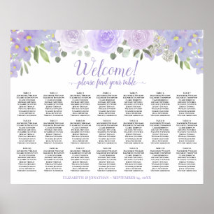 Lavendel Boho Rosen 21 Tisch Hochzeit Sitzordnung Poster