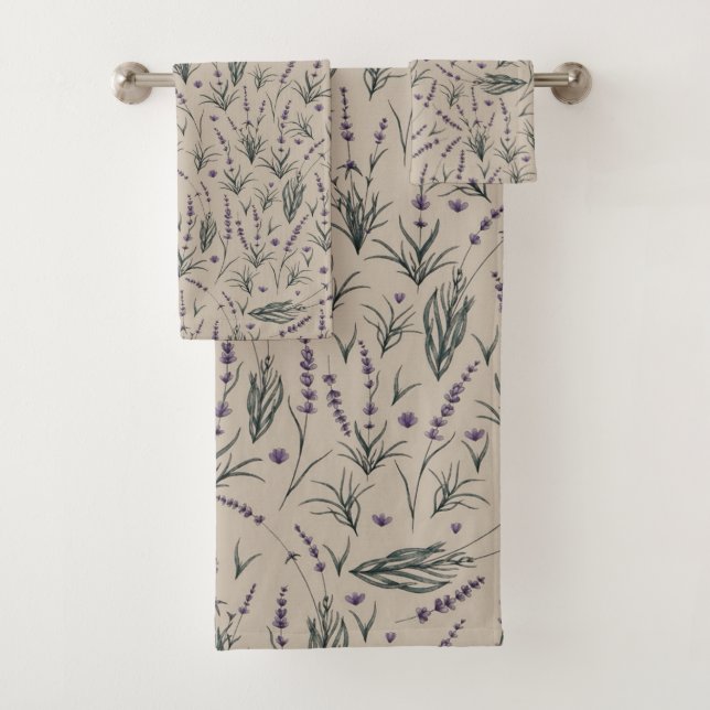 Lavendel-Botanik-Badezimmer-Handtuch-Set Badhandtuch Set (Insitu)