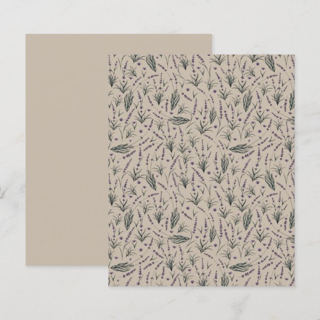Lavendel-Botanik-Muster-Papierblatt (Vorne/Hinten)