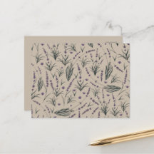 Lavendel-Botanik-Muster-Postkarte