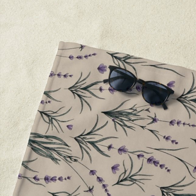 Lavendel-Botanik-Muster-Strandtuch Strandtuch (Beispiel)
