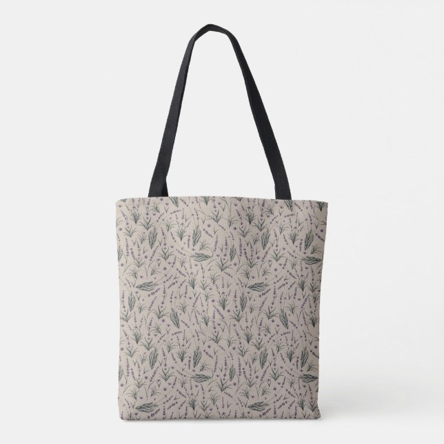 Lavendel-Botanik-Muster-Tasche (Rückseite)