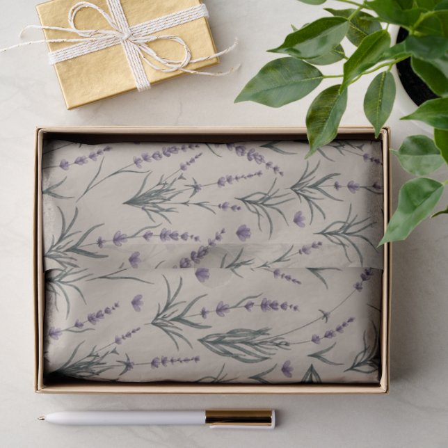 Lavendel-Botanik-Muster-Tissue-Papier Seidenpapier (Geschenk)