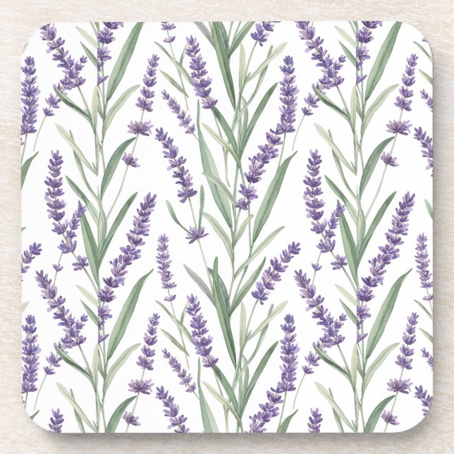 Lavendel-Botanikmuster Getränkeuntersetzer (Vorderseite)