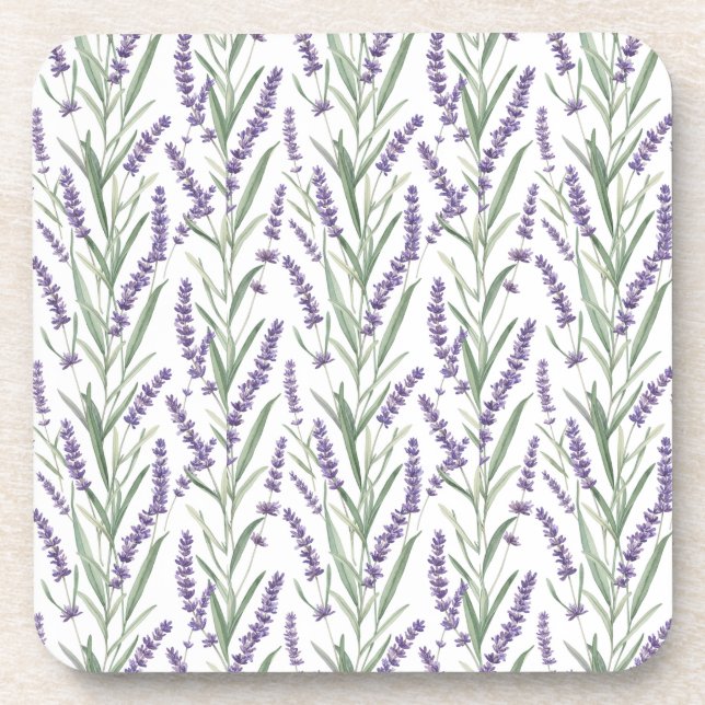 Lavendel-Botanikmuster Getränkeuntersetzer (Vorderseite)