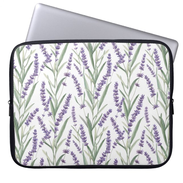 Lavendel-Botanikmuster Laptopschutzhülle (Vorderseite)
