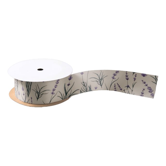 Lavendel-Botanikmuster-Satinband Satinband (Spule)