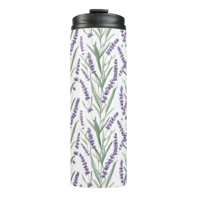 Lavendel-Botanikmuster Thermosbecher (Vorderseite)