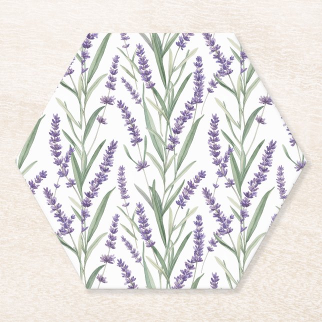 Lavendel-Botanikmuster Untersetzer (Vorderseite)