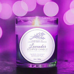 Lavendel-Botanische Kunst duftende Kerzen Zutaten Runder Aufkleber