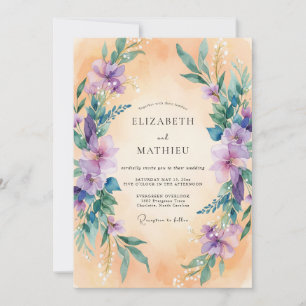 Lavendel-Botanischer-Bogen-Hochzeit Einladung