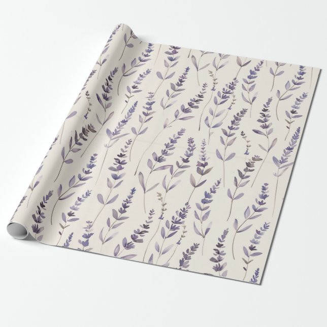 Lavendel Botanisches Geschenkpapier – Vintage Flor (Ungerollt)