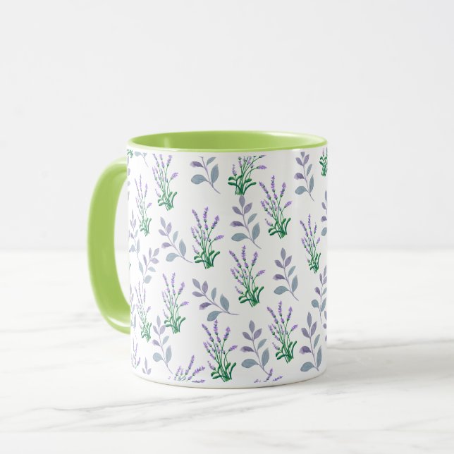 Lavendel Botanisches Muster Tasse (Vorderseite Links)