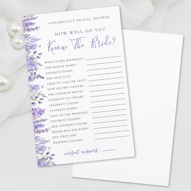 Lavendel Brautparty (Lavender Floral Bridal Shower Game)