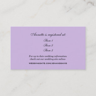 Lavendel-Brautparty-Register-Karte Begleitkarte