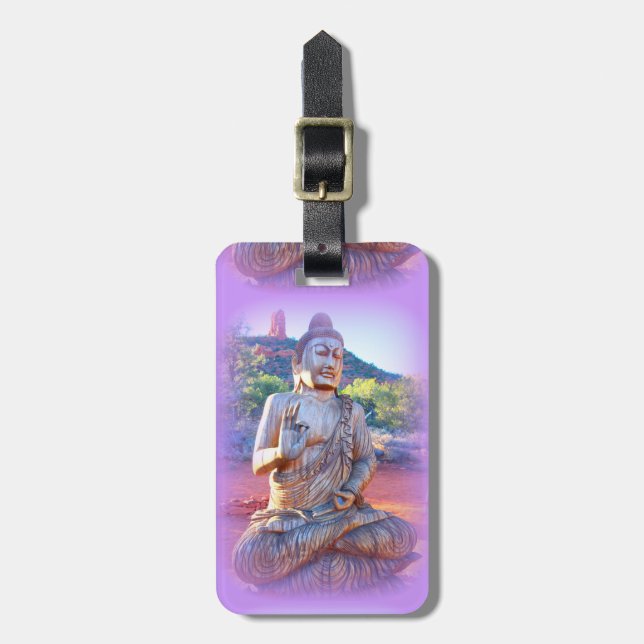 Lavendel Buddha Gepäckanhänger (Vorderseite vertikal)