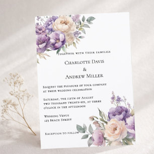 Lavendel Champagner Creme Blumen Hochzeit Einladung