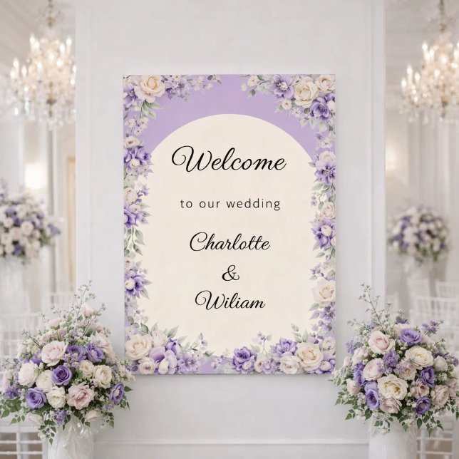 Lavendel Champagner Creme Hochzeitsbegrüßung Poster (Von Creator hochgeladen)