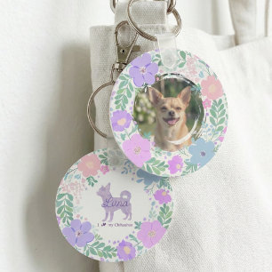 Lavendel-Chihuahua-Silhouette mit individuellem Na Schlüsselanhänger