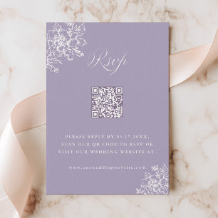 Lavendel Classic Bloom Gartenhochzeit QR-Code RSVP Karte
